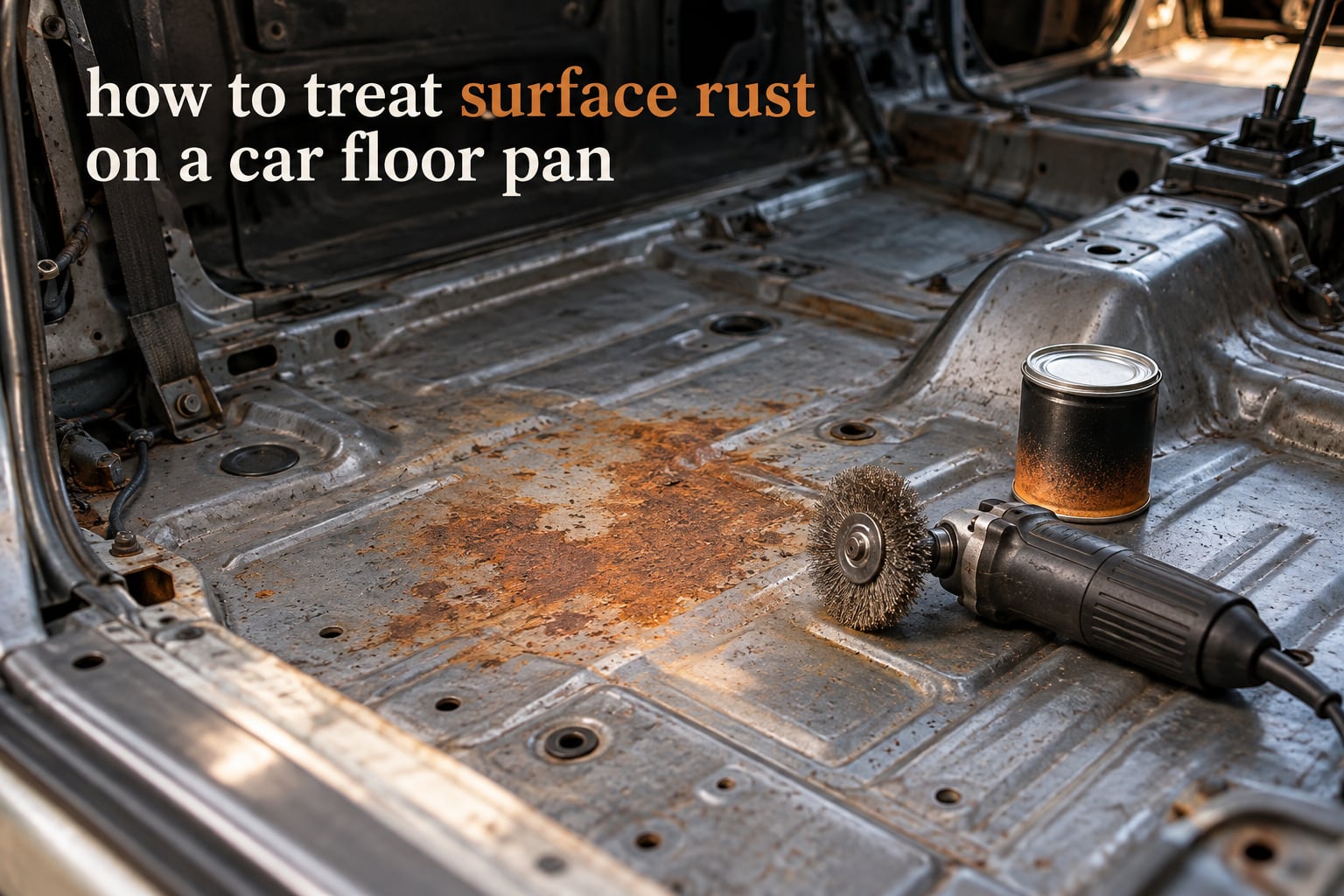 how to treat surface rust on a car floor pan