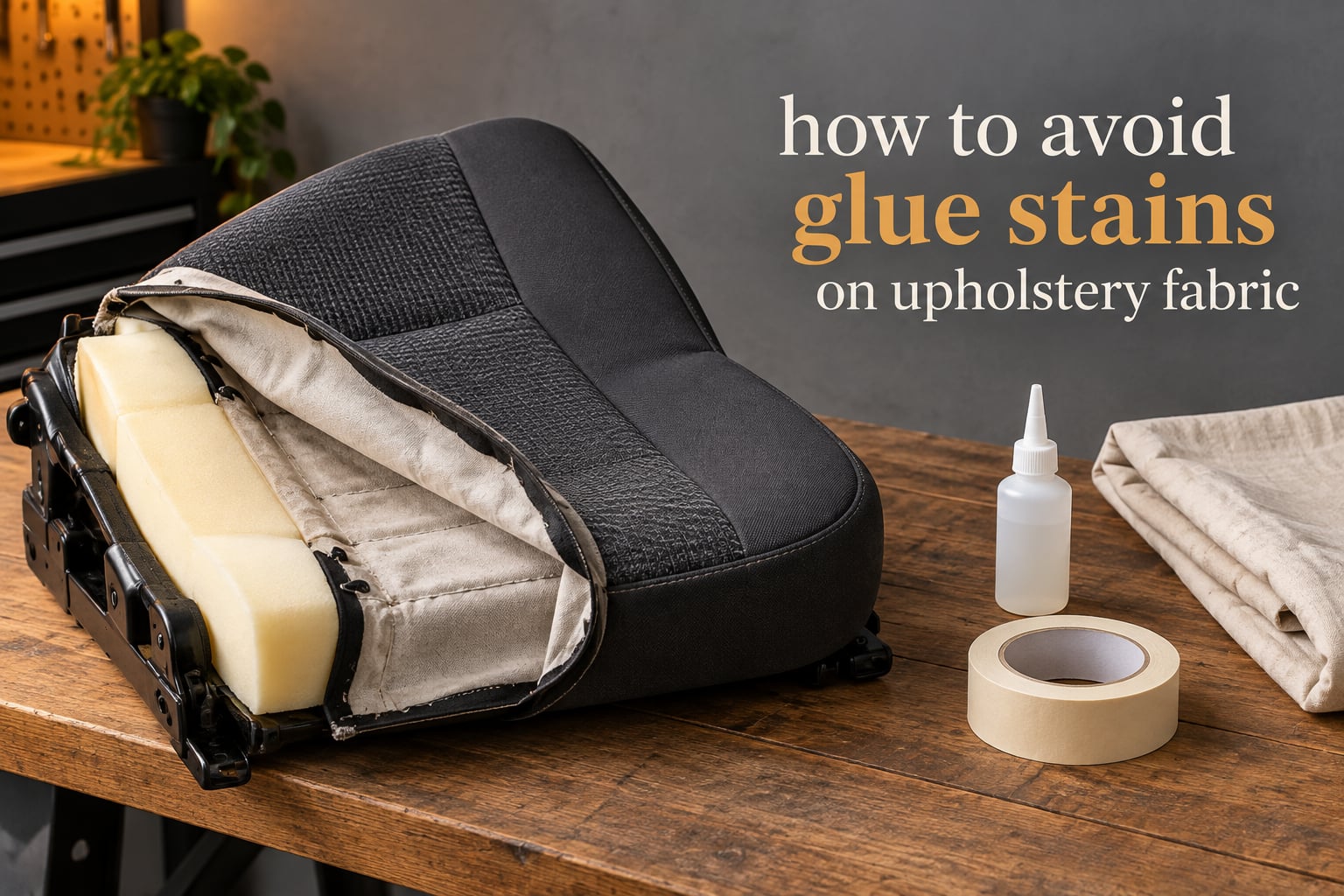 how to avoid glue stains on upholstery fabric