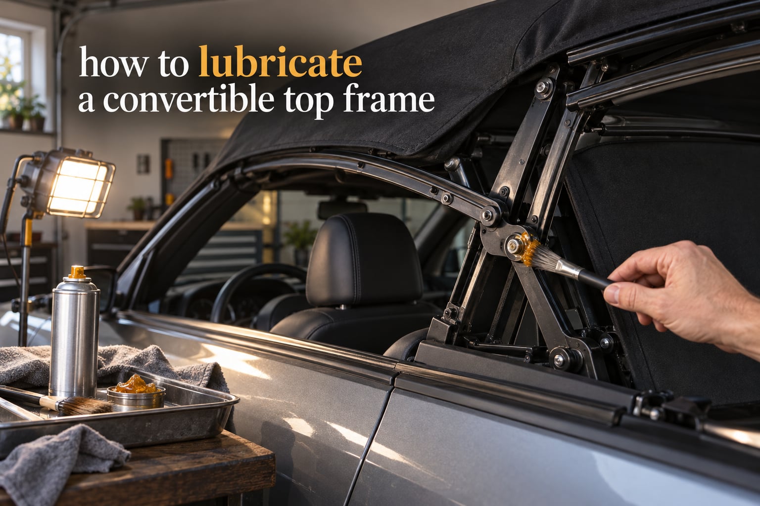 how to lubricate a convertible top frame