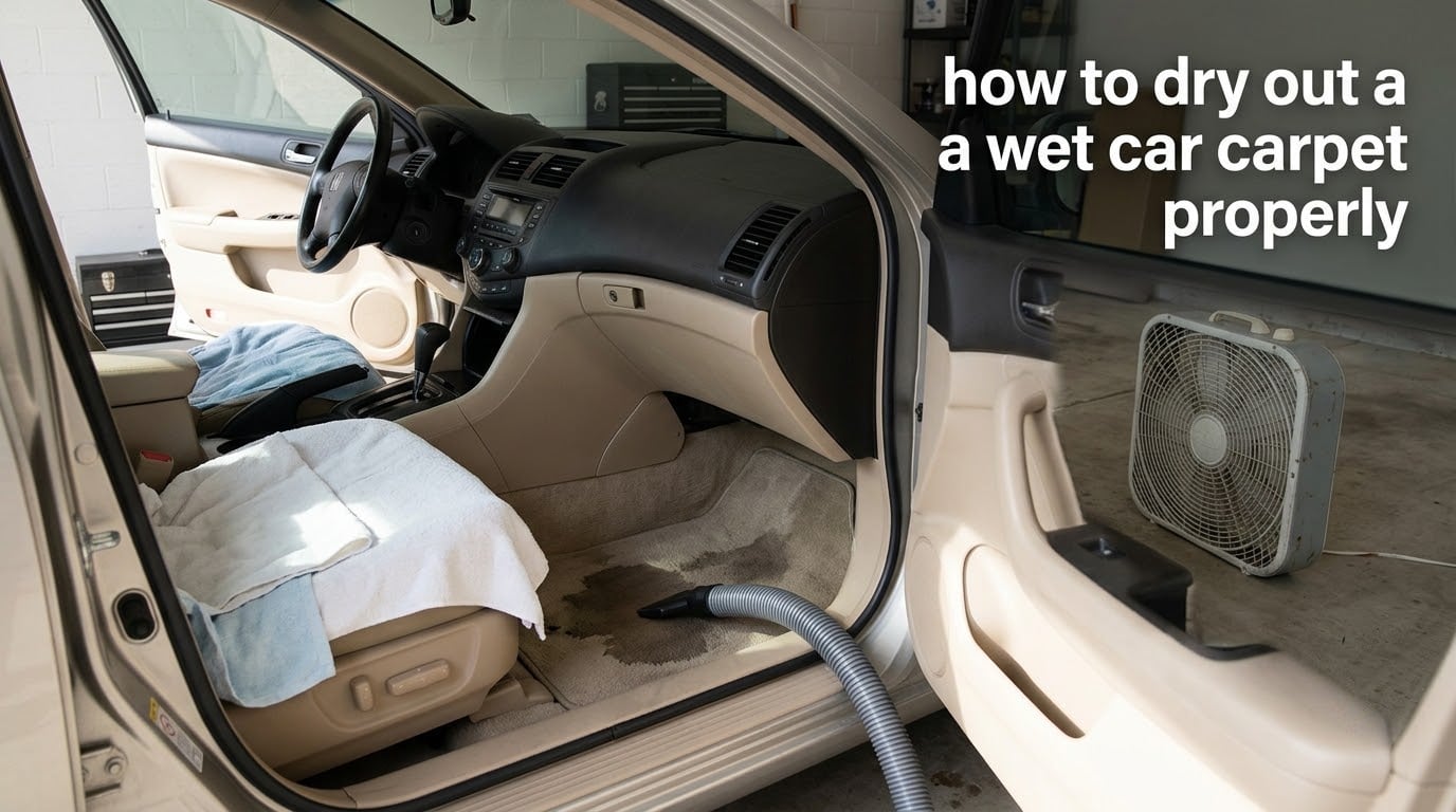 how to dry out a wet car carpet properly