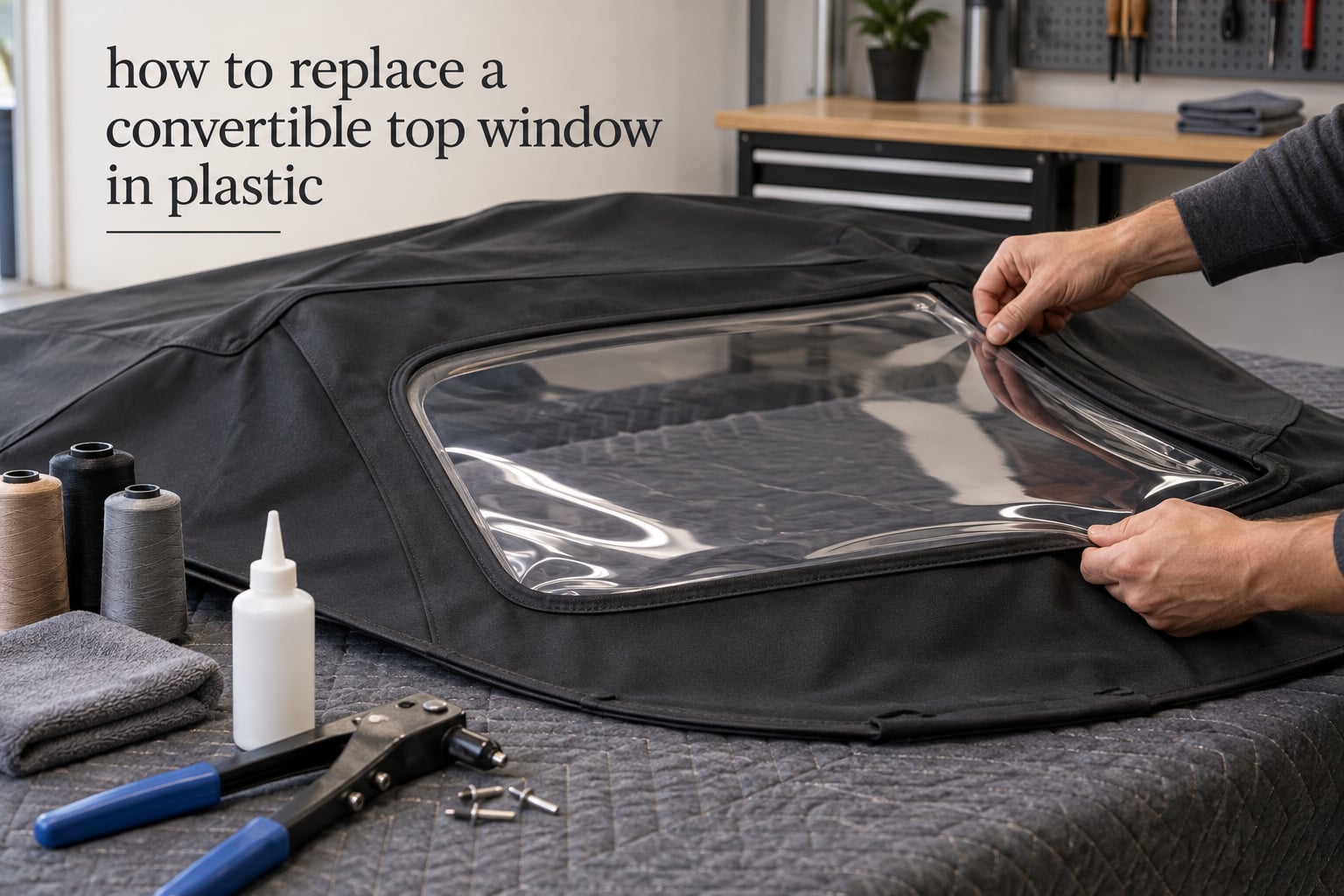 how to replace a convertible top window in plastic