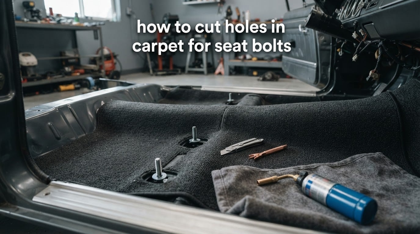 how to cut holes in carpet for seat bolts