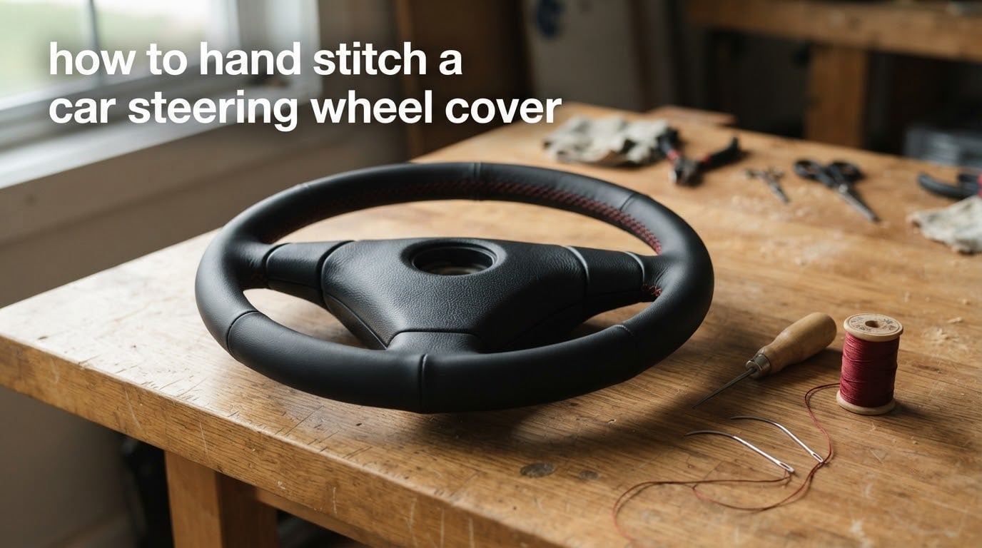 how to hand stitch a car steering wheel cover