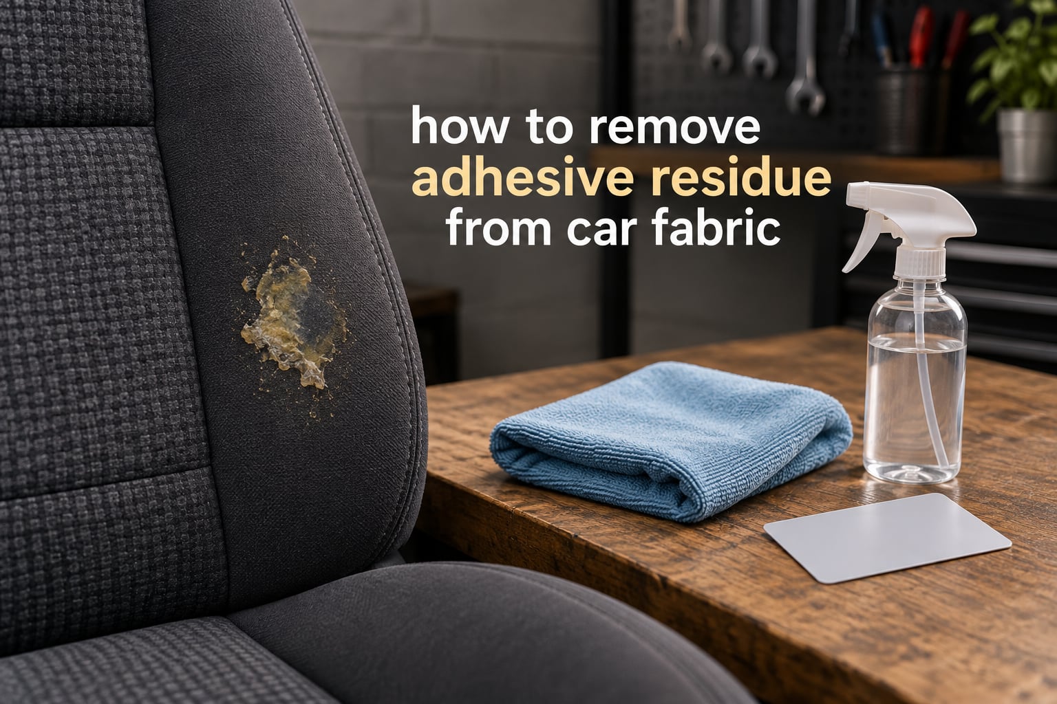 how to remove adhesive residue from car fabric